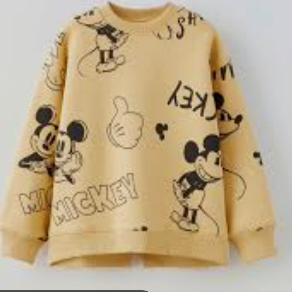 Zara Kids Disney Mickey Mouse Graphic Sweatshirt Mustard‎ Yellow Pullover 11-12